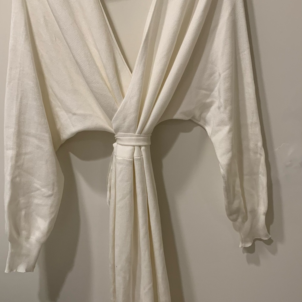 White V Neck Dress Medium sexy back and front V